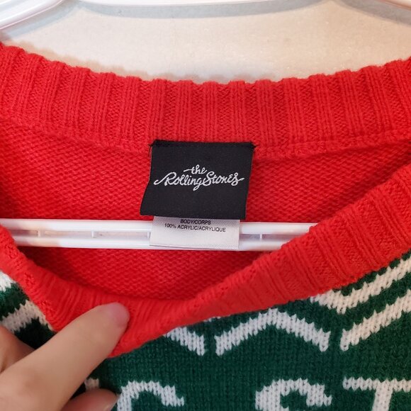 The Rolling Stones Ugly Christmas Sweater Knit Sweater Red Size L - Picture 4 of 5